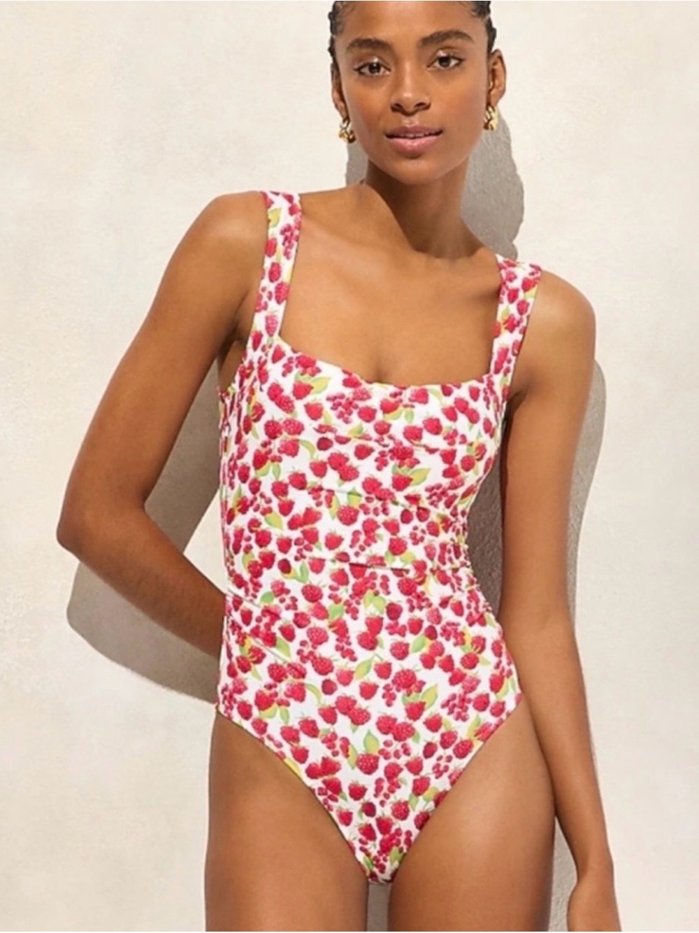 J. Crew Nia Ruched Square Neck One Piece Swimsuit New Without Tags